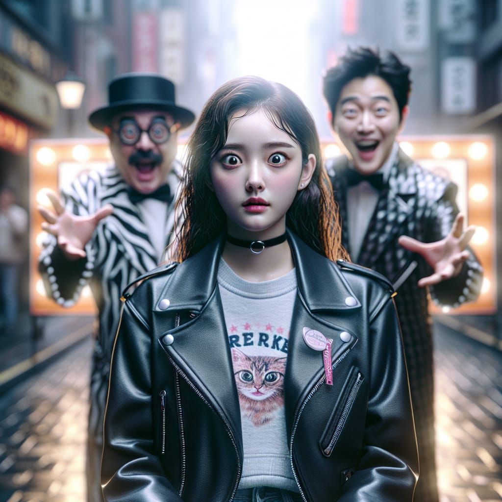 Hyperrealistic Street Hypnosis Show with Surprised Woman