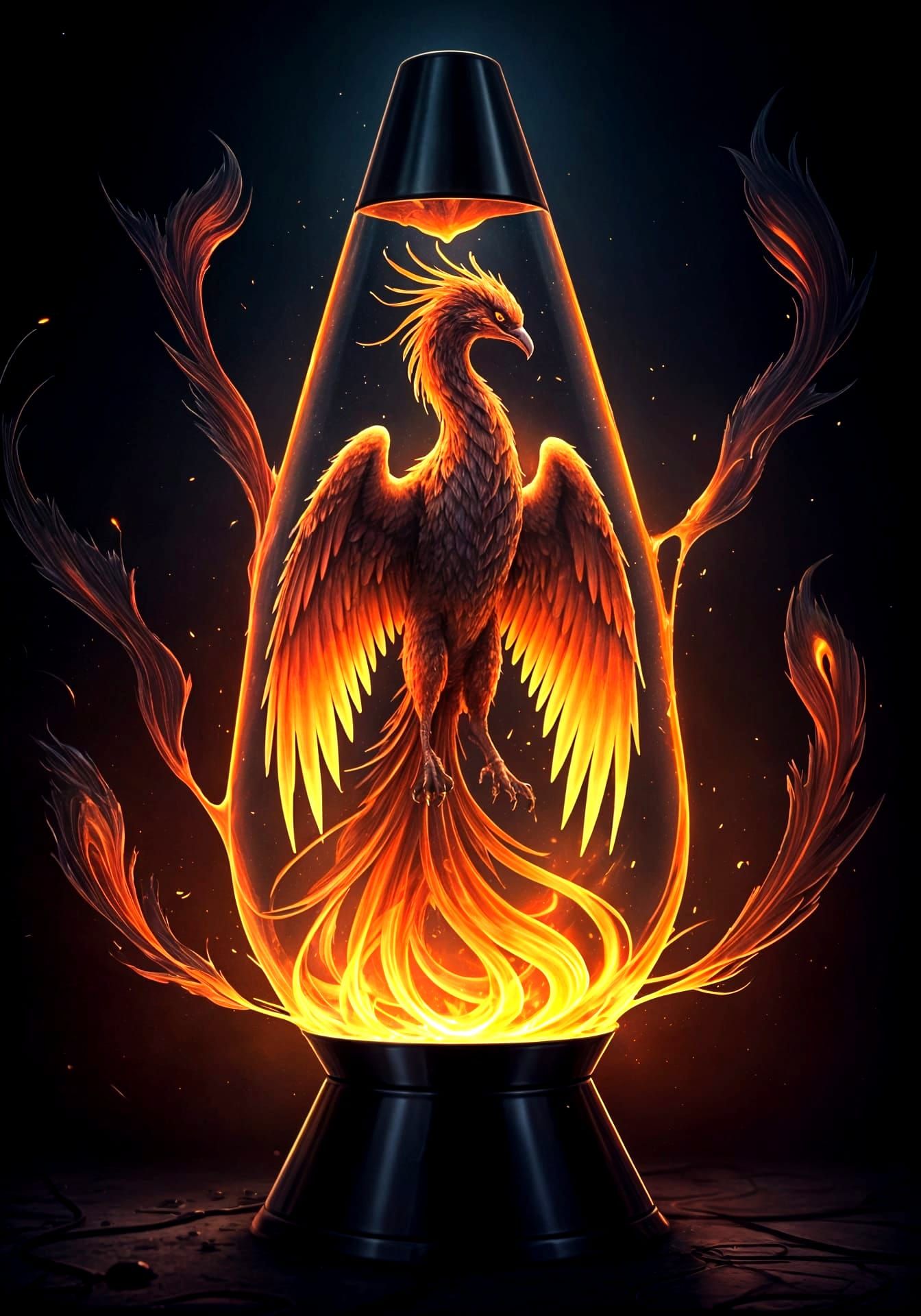 Phoenix Lava Lamp Fantasy: Ultra HD Digital Art