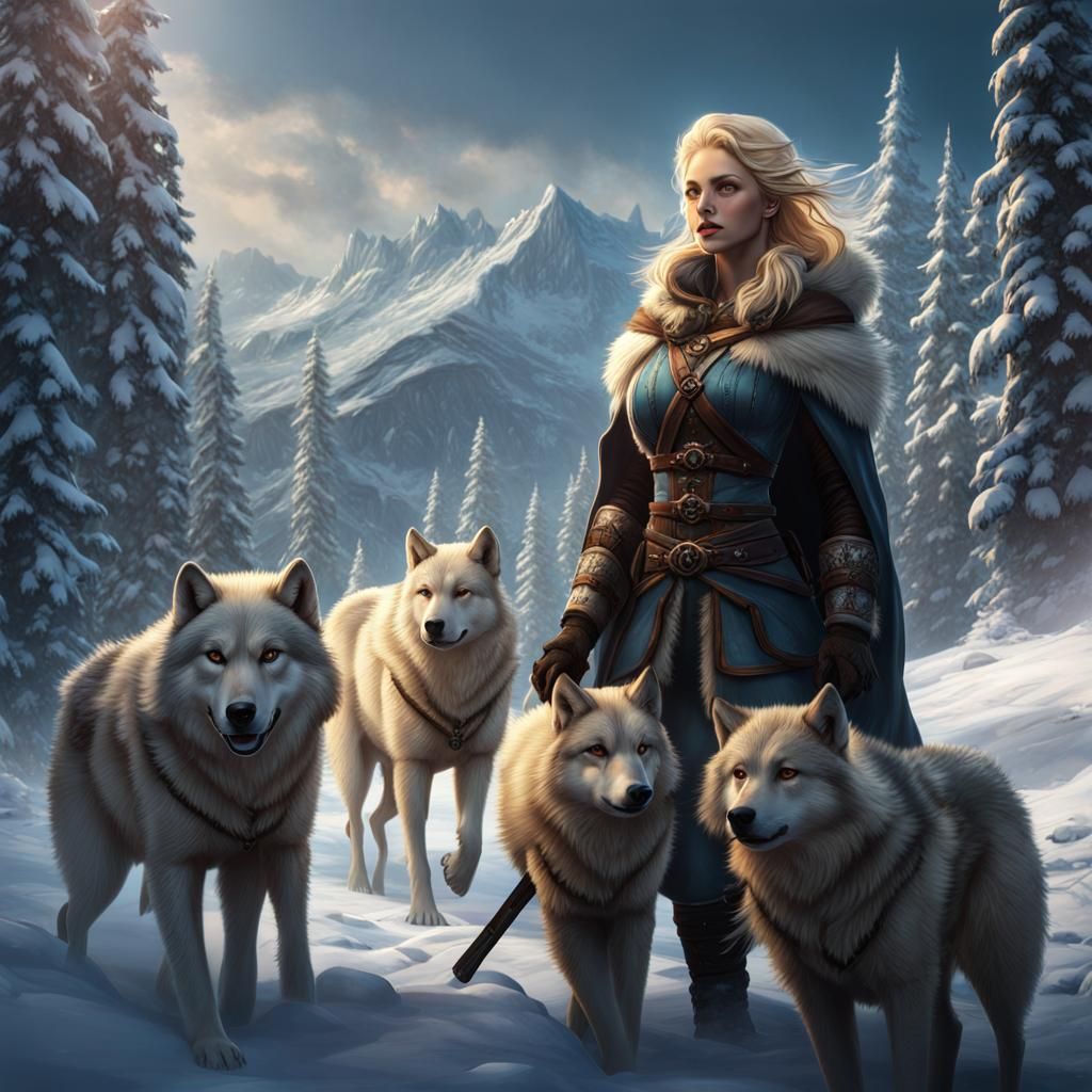 Half-Human, Half-Bear in Snowy Scene