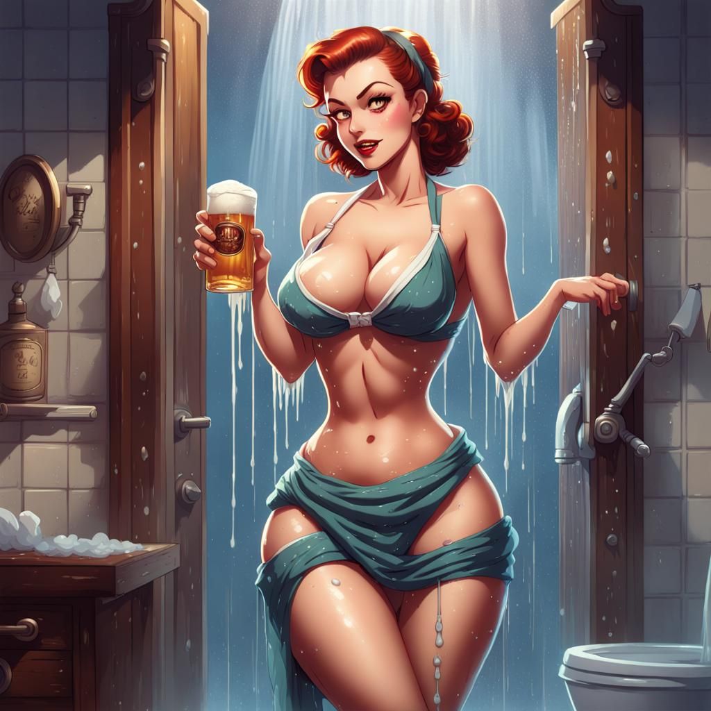 Retro Housewife Pin-Up in Disney Animation Style