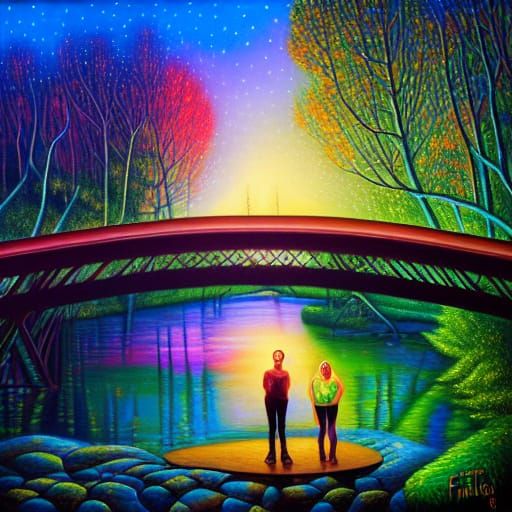 Luminous Green Landscape Beyond Burning Embers