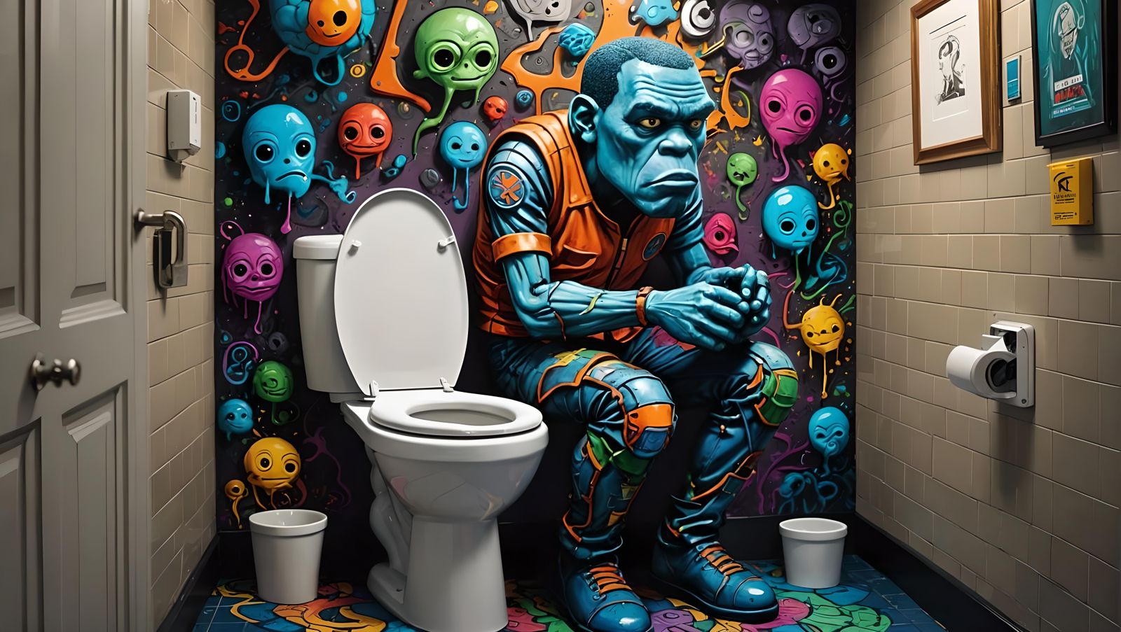 Anthropomorphic Toilet Deep in Thought, 3D Render