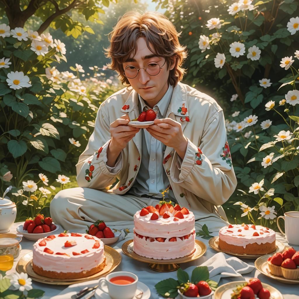 John Lennon in Serene Anime Garden
