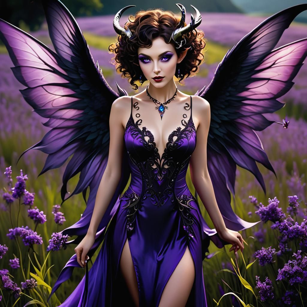 Curvaceous Brunette with Wings in Digital Illustration