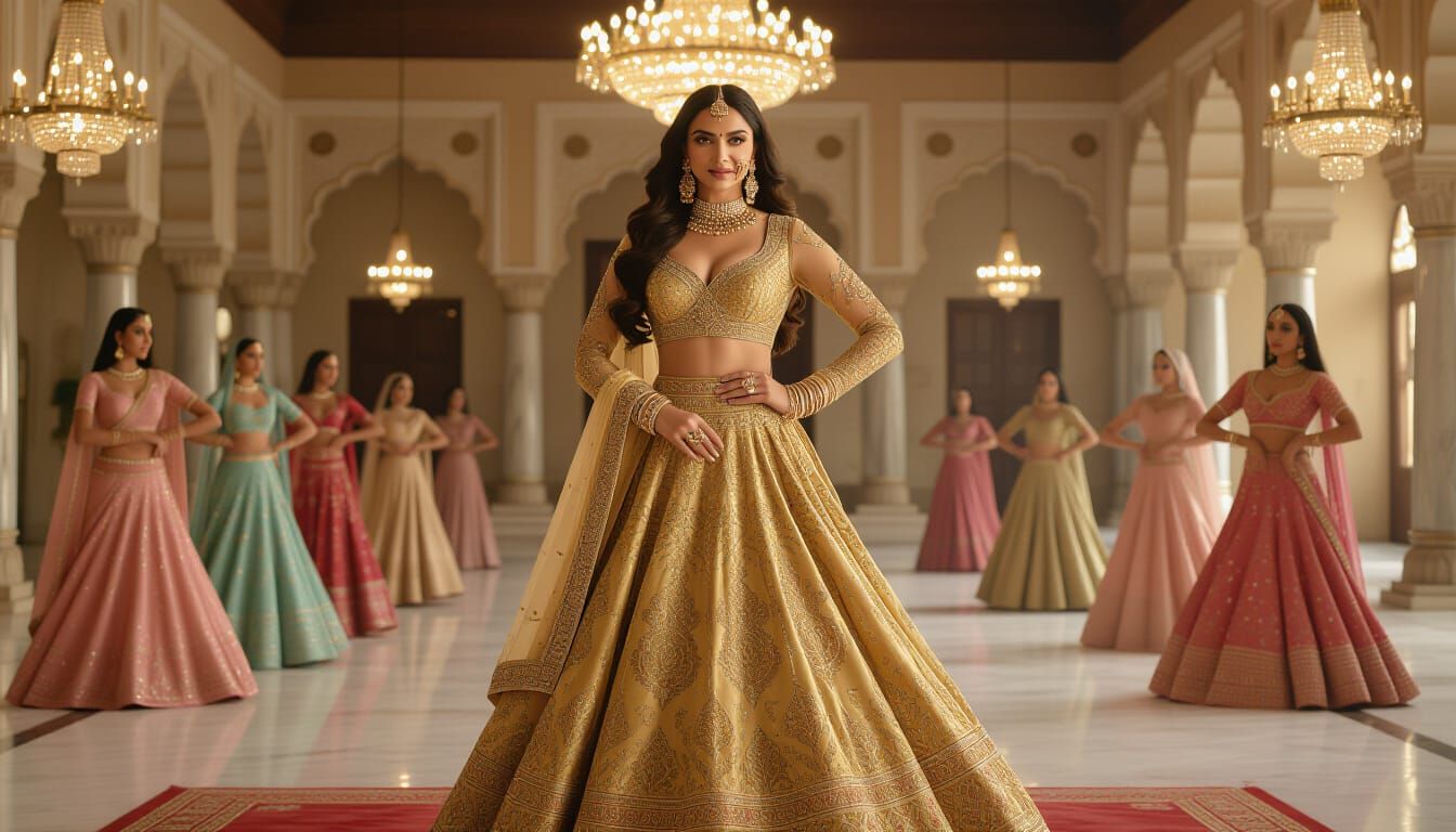 Bollywood Star Dances in Mughal Palace, Cinematic Still