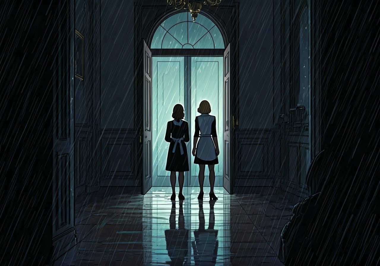 Noir Comic: Women Arriving at Mansion