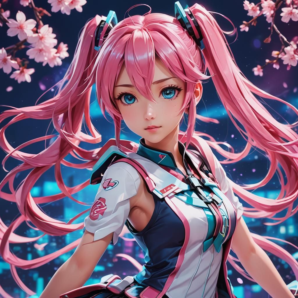 Sakura Miku Anime Art in Studio Trigger Style