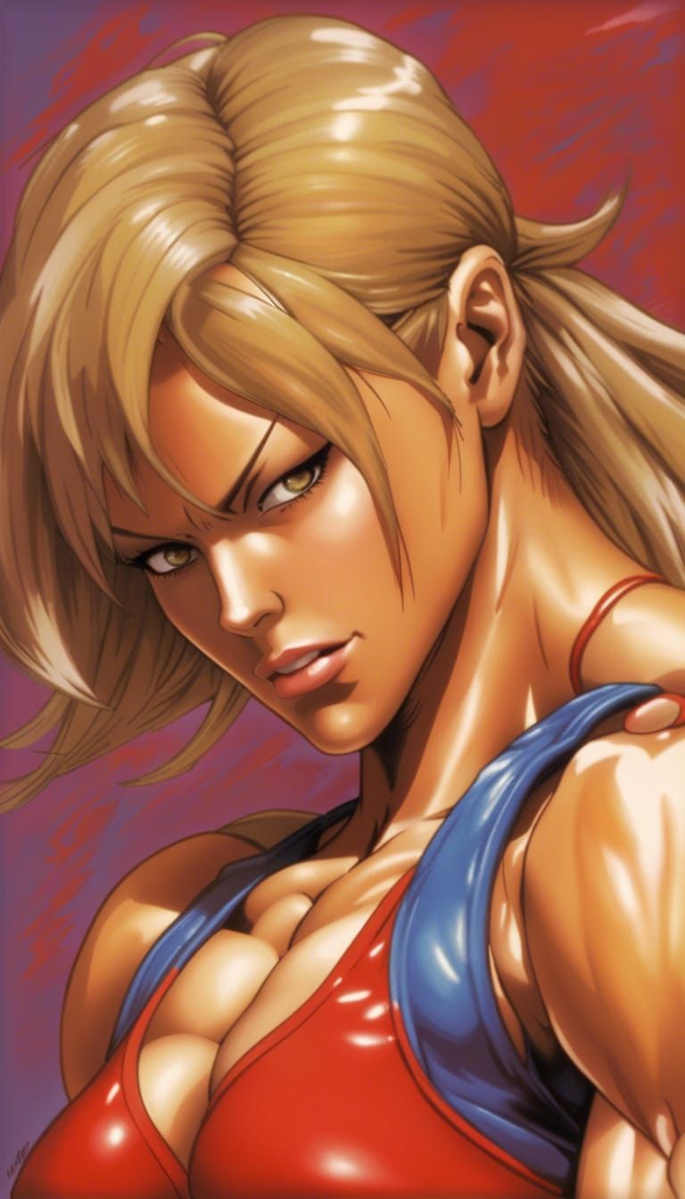 Female Bodybuilder as Terry Bogard: Detailed Concept Art