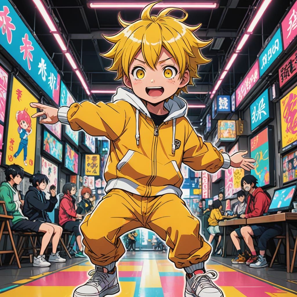 Vibrant Anime Baby Dances the Macarena