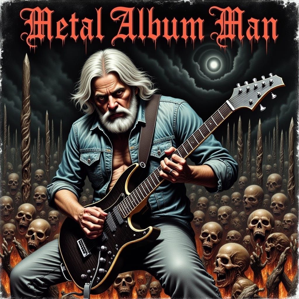 Heavy Metal Guitarist in Hellish Hellscape - Dark Metal Albu...