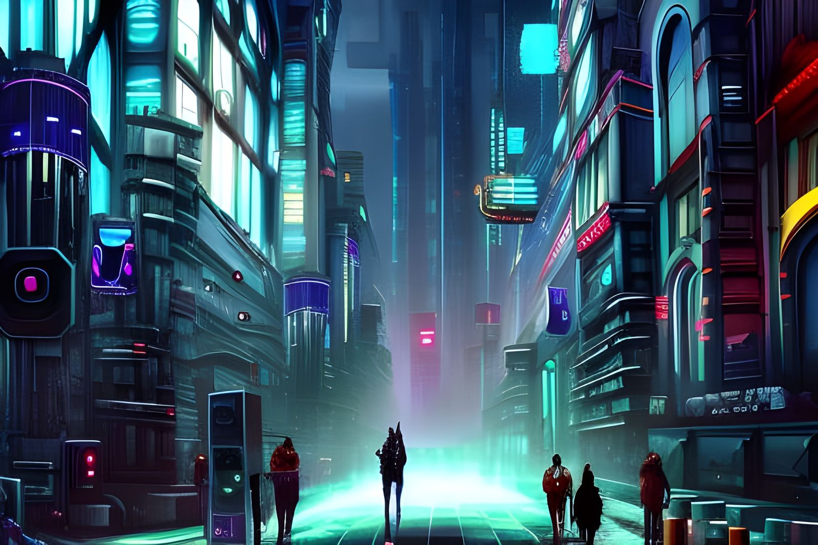 Cyberpunk Party Street: Digital Matte Painting