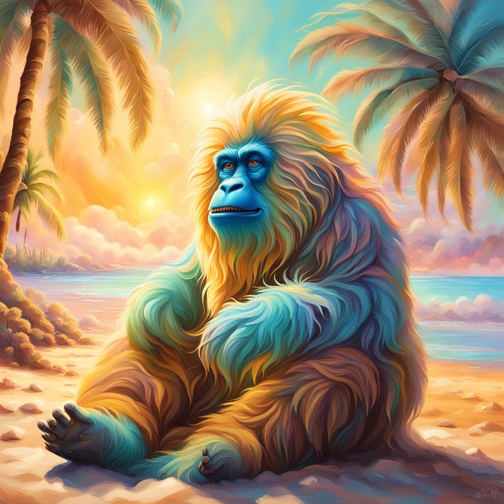 Yeti Basks in Tropical Bliss