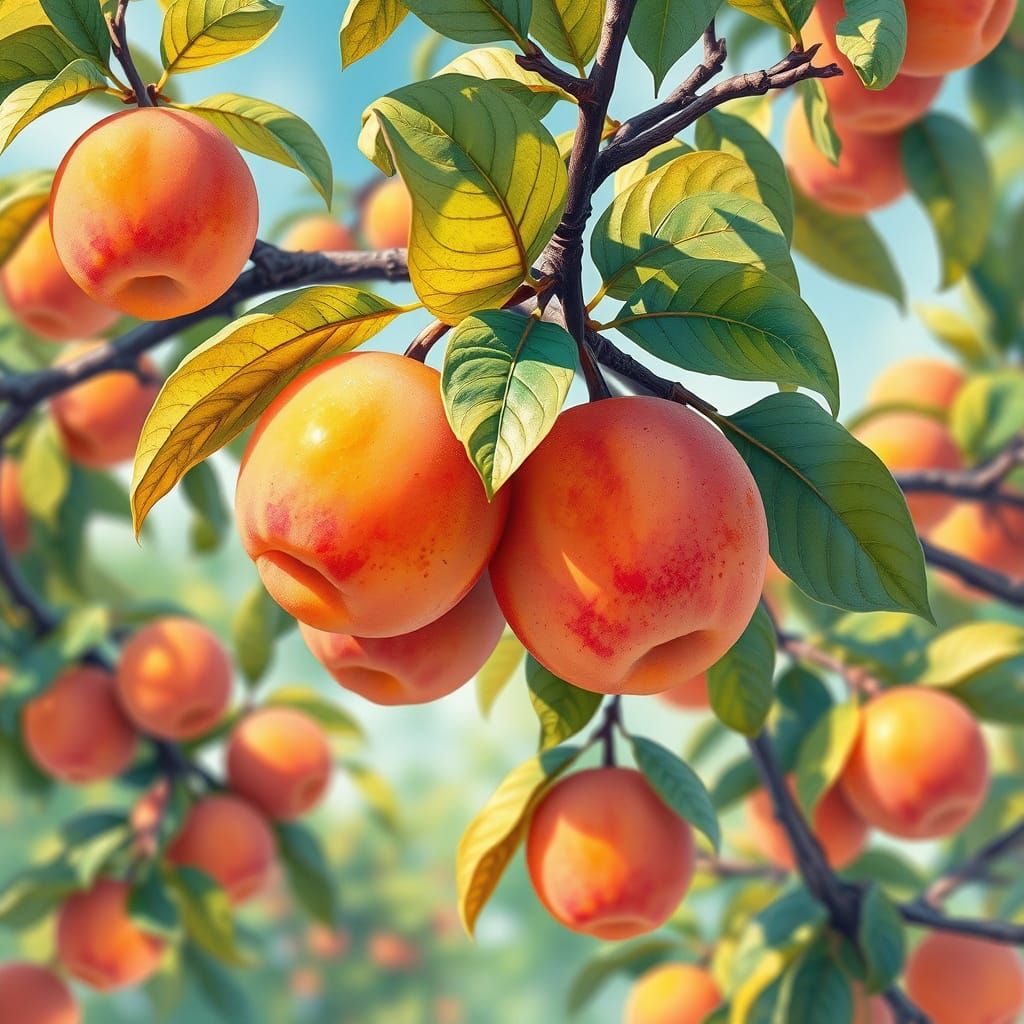 Apricot Tree in Candyland, 4K 3D Gouache Art
