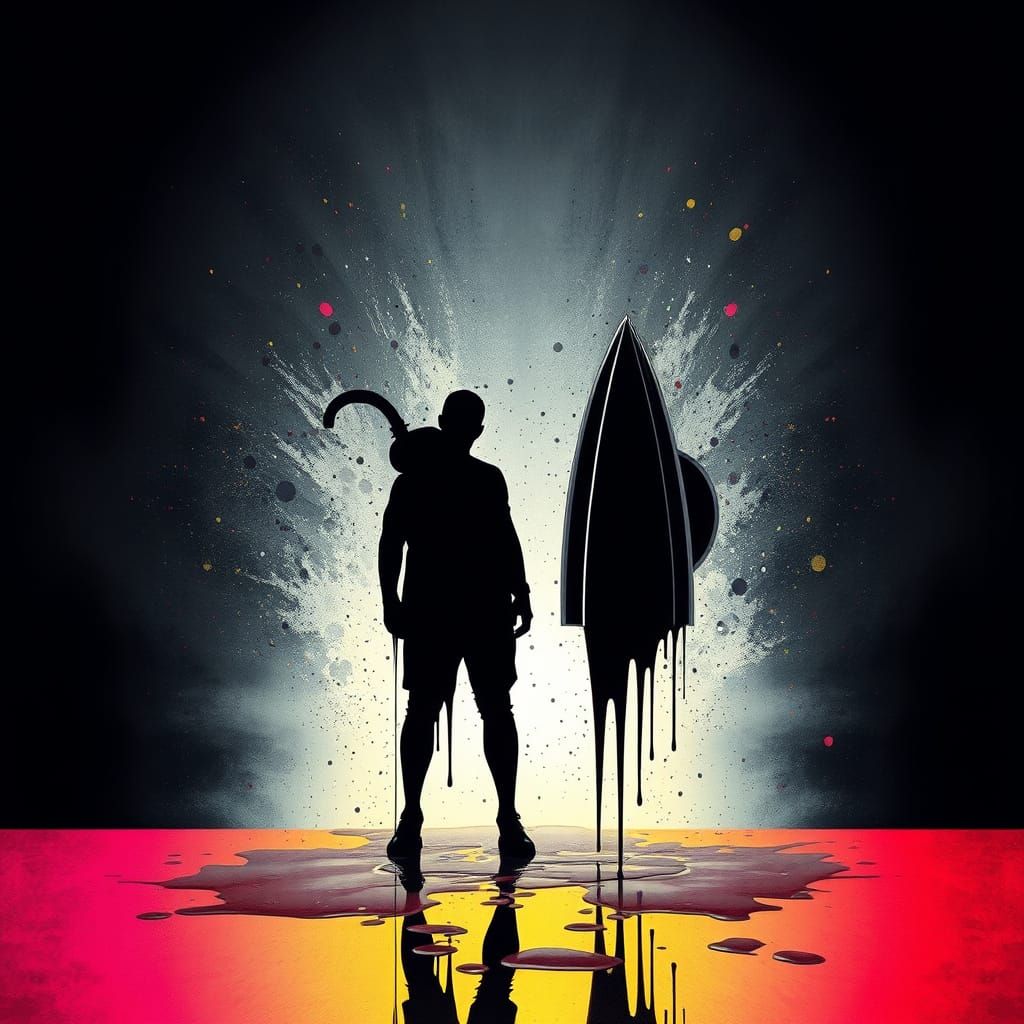 Pop Art Iron Silhouette with Bauhaus Elements