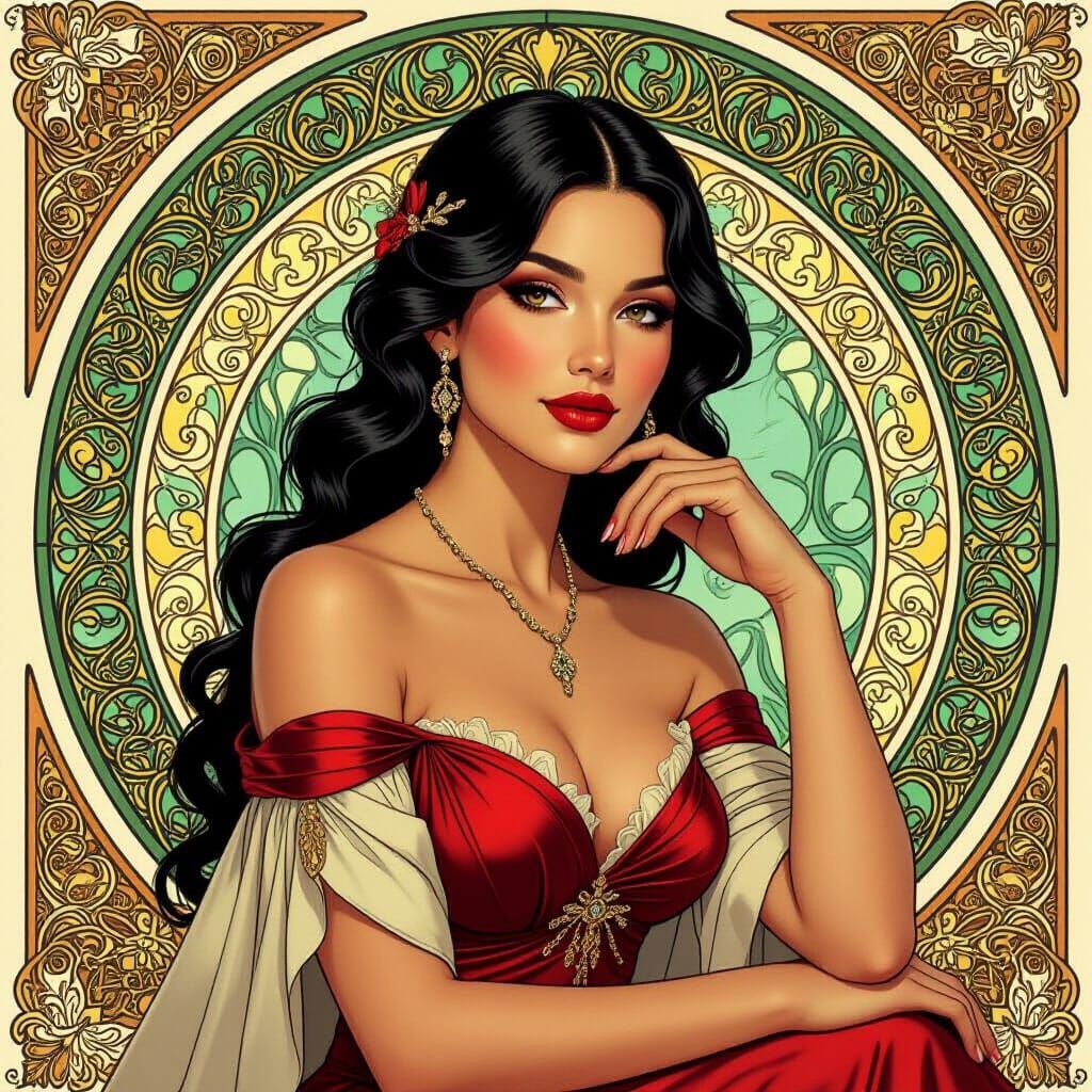 Elegant Portrait in Art Nouveau Style