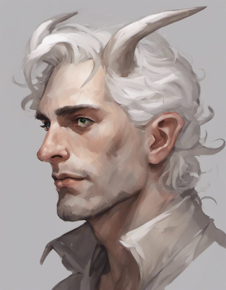 Sinister Fey Satyr with Curled Horns