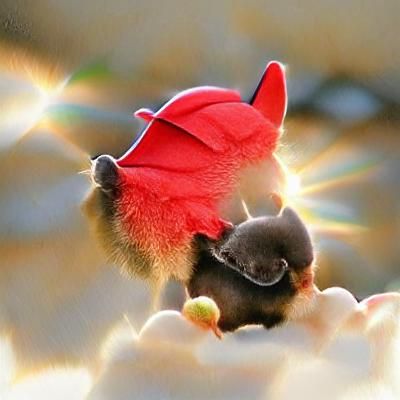 Cute Bat with Red Cap in Divine Light