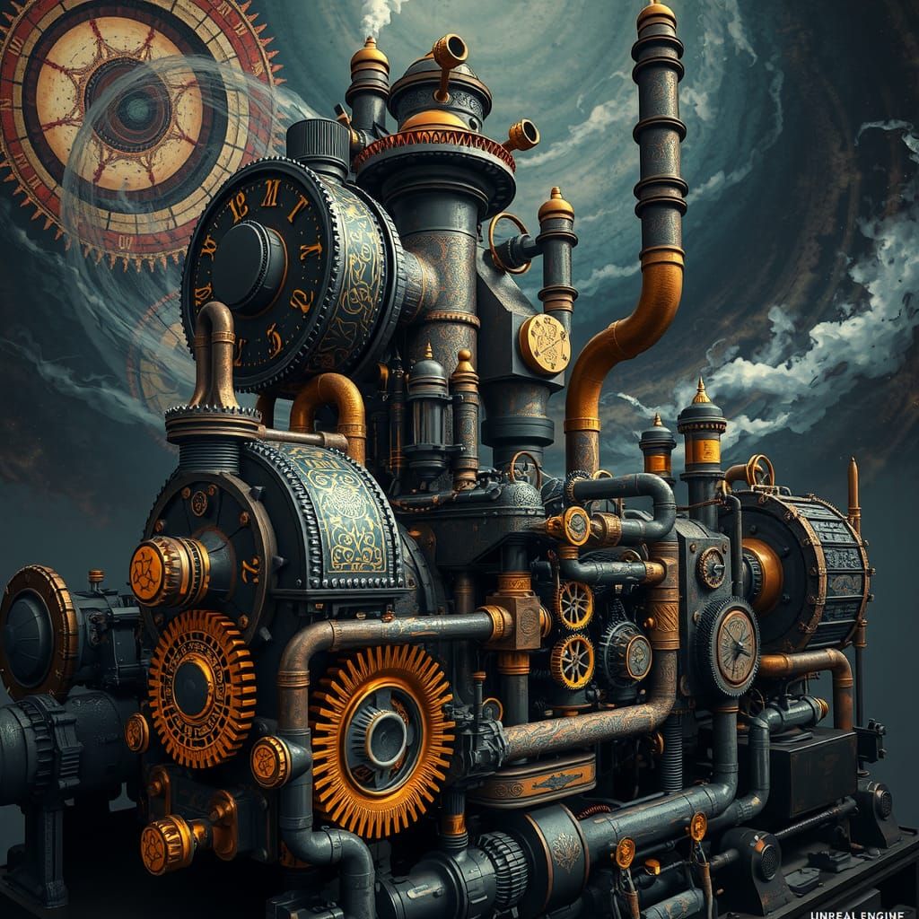 Steampunk Engine with Art Nouveau Details