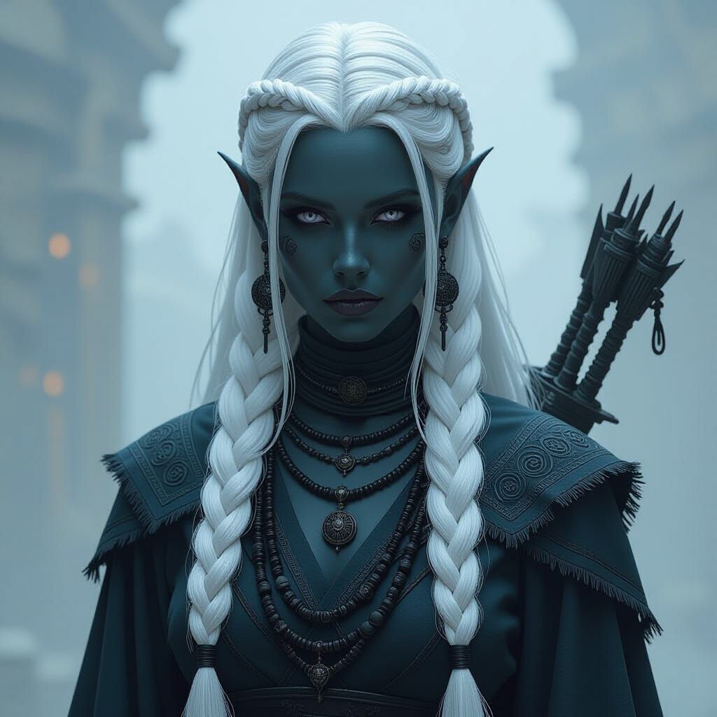 Kharkan Drow Warrior in Dark Fantasy Style