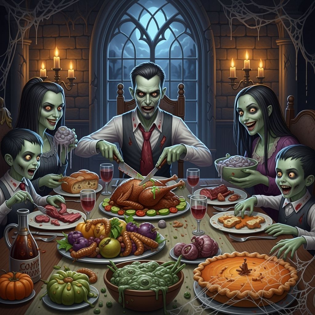 Ghoulish Family Thanksgiving Dinner in Gothic Style