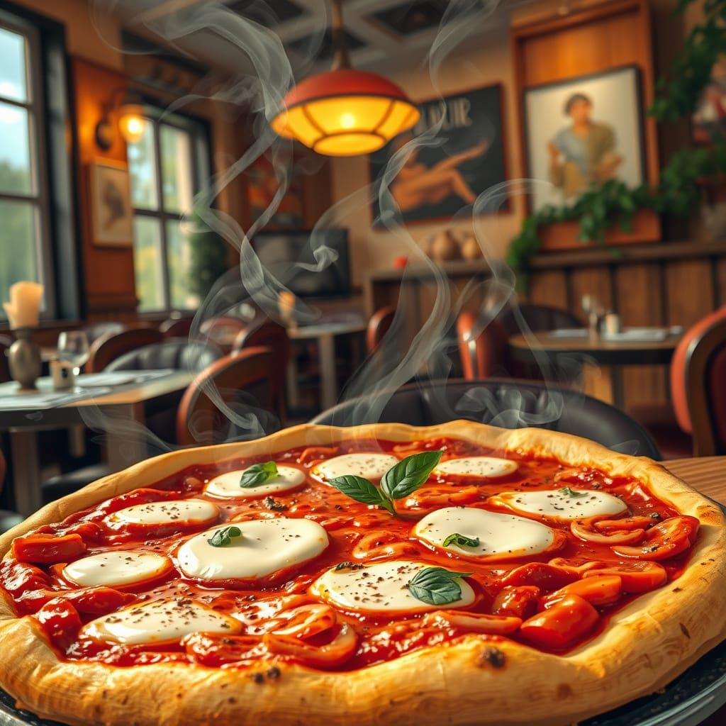 Savory Italian Restaurant Scene with Pizza