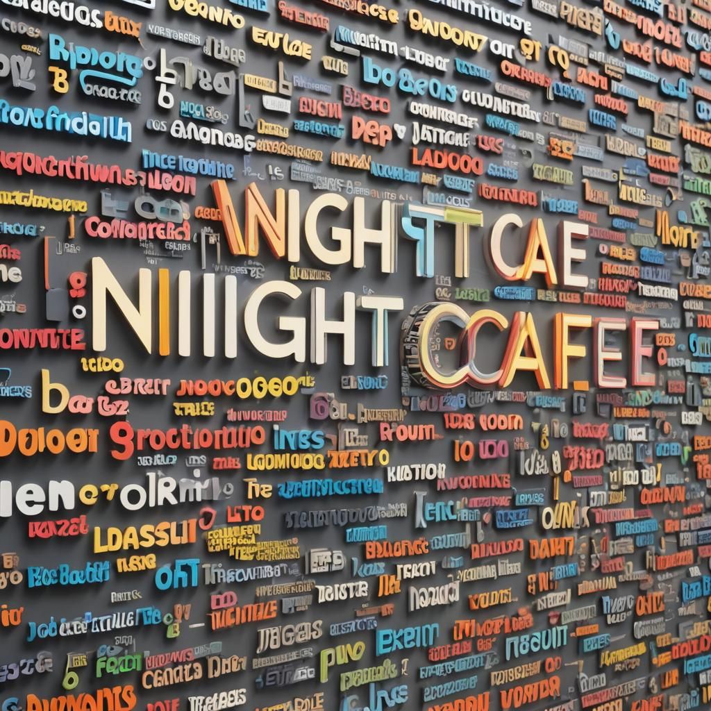 Hyperrealistic LED Signage Word-Cloud: NIGHTCAFE