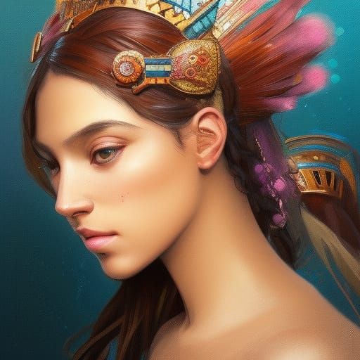 Aztec Princess Portrait in Hyperdetailed Style