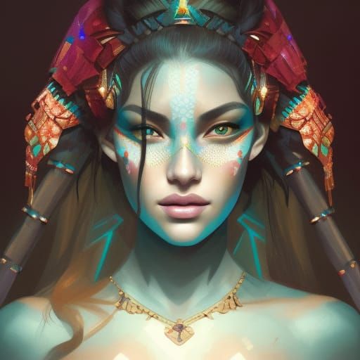 Aztec Princess Portrait in Hyperdetailed Digital Art