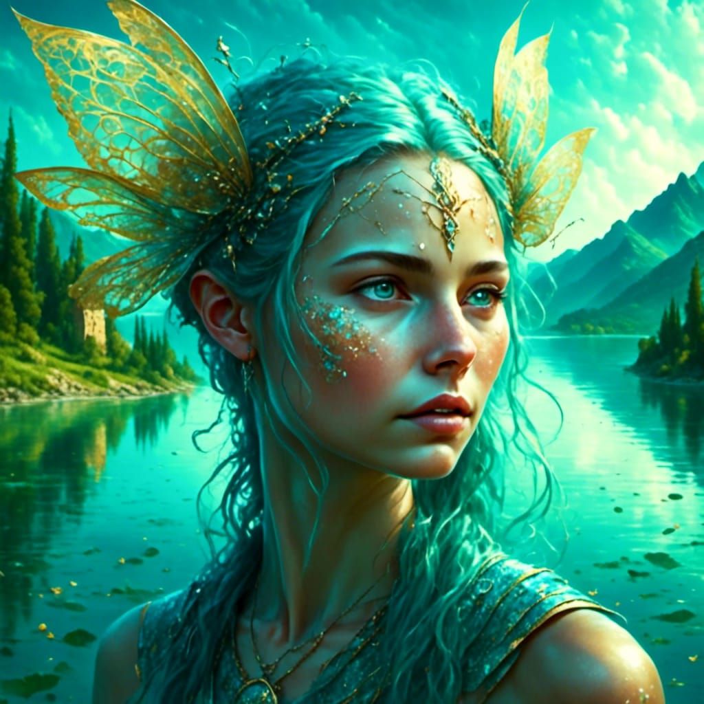 Lepenski Vir Water Fairy with Danube Background