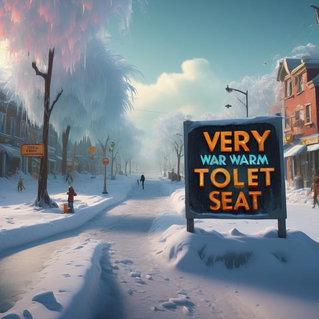 Humorous Icy Scene in 3D Digital Art Style