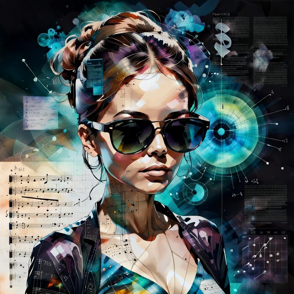 Abstract Alcohol Ink X-Ray Portrait of Woman