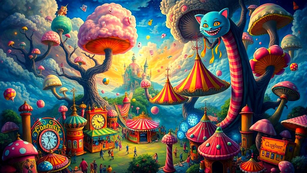 Hyper Surrealist Carnival in Wonderland, in Visceral Oil Pai...