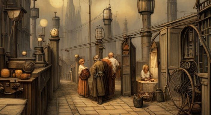 Strange Machine Blueprint in Expressionistic Style