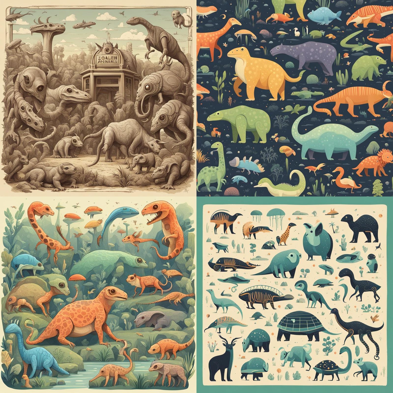 Exotic Alien Animals in a Futuristic Zoo