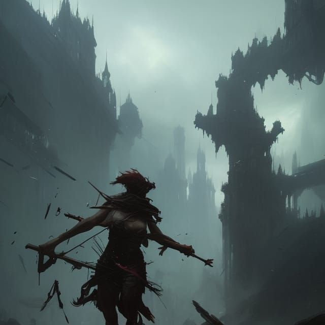 Detailed Dark Fantasy Scene with Dynamic Lighting