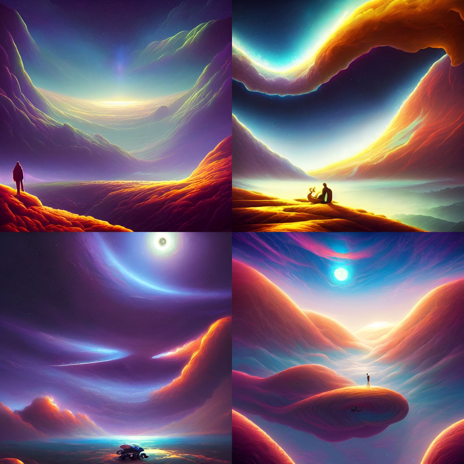 Dreamlike Cosmic Landscape in Digital Art Style