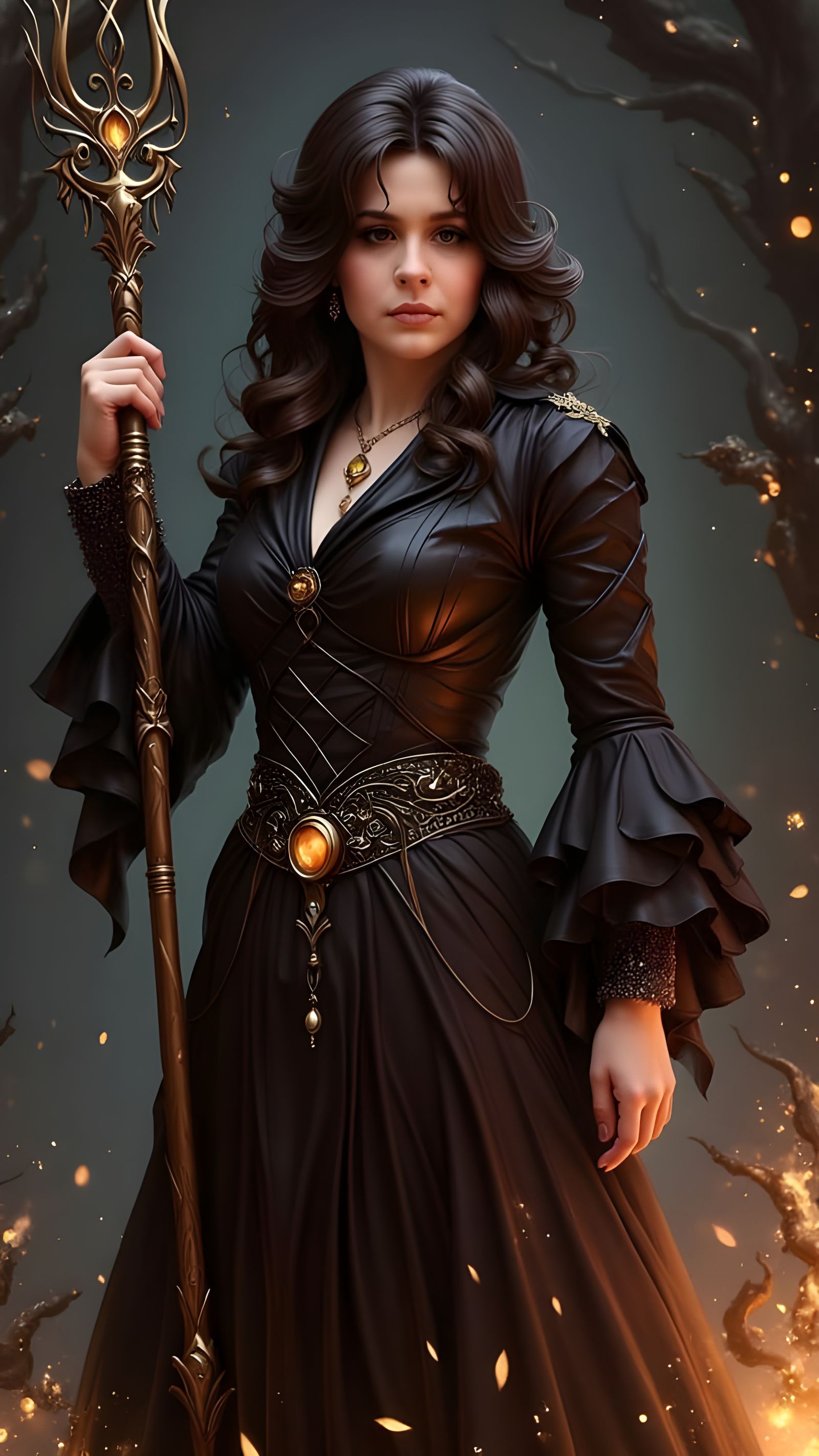 Moon Goddess in a Fairytale Gown with Opals and Silver Threa...