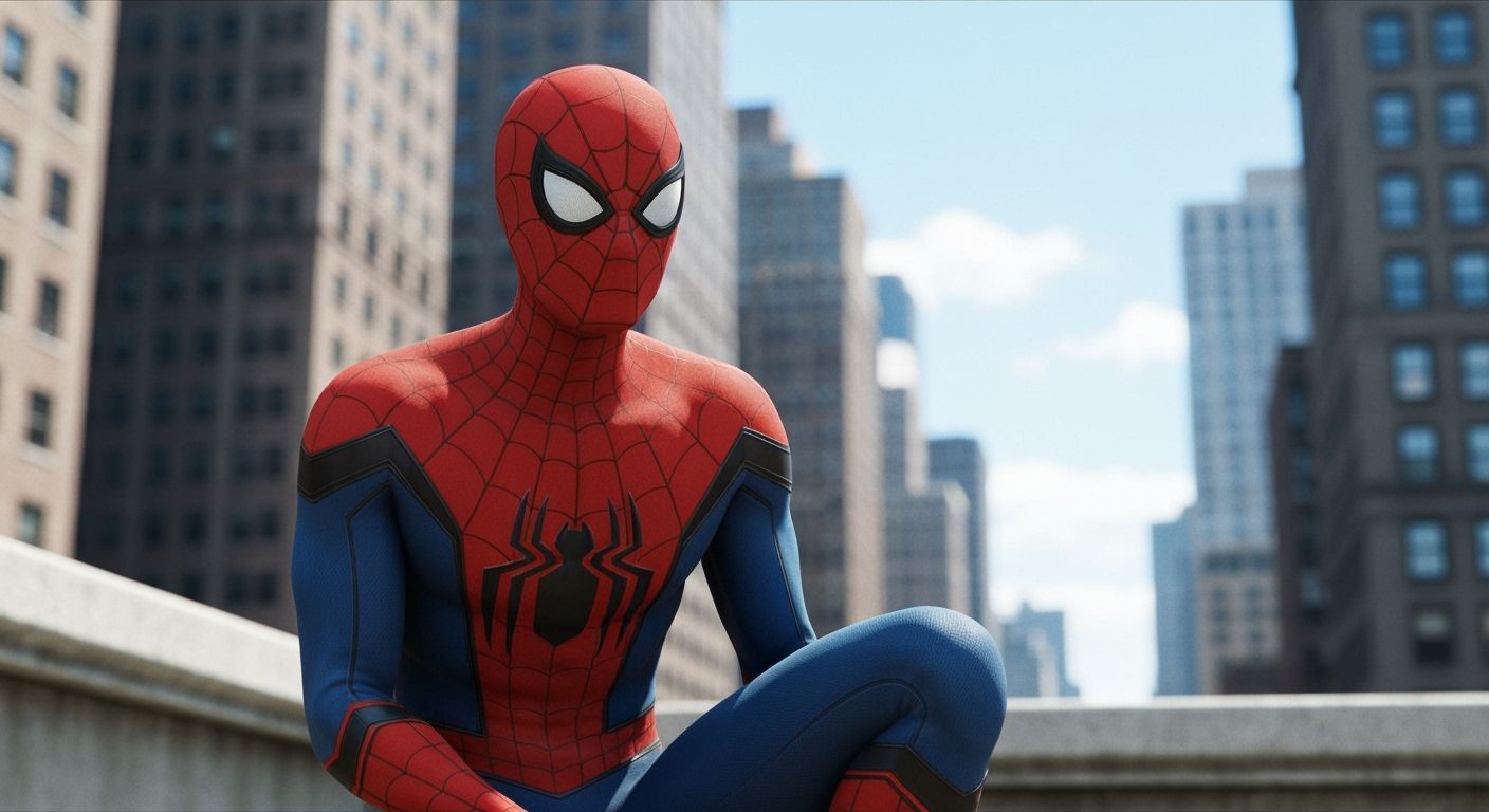 Spider-Man on New York Ledge: Comic Art Realism