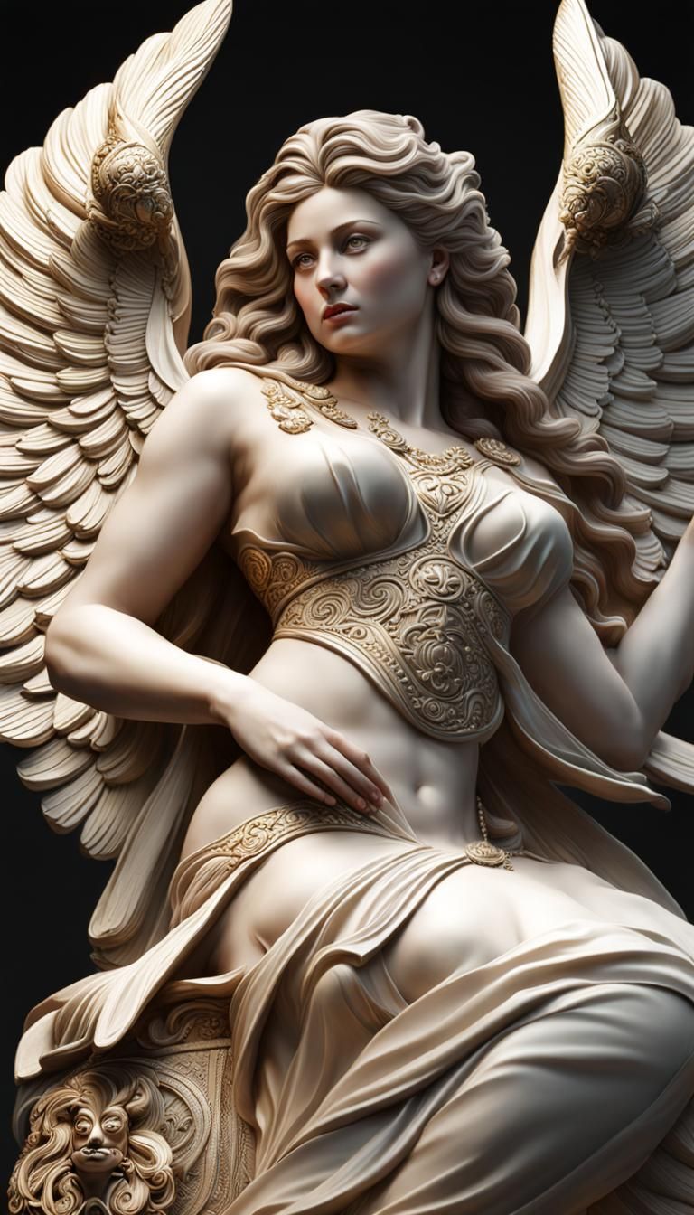 Voluptuous Goddess Statue Fighting Epic Battle