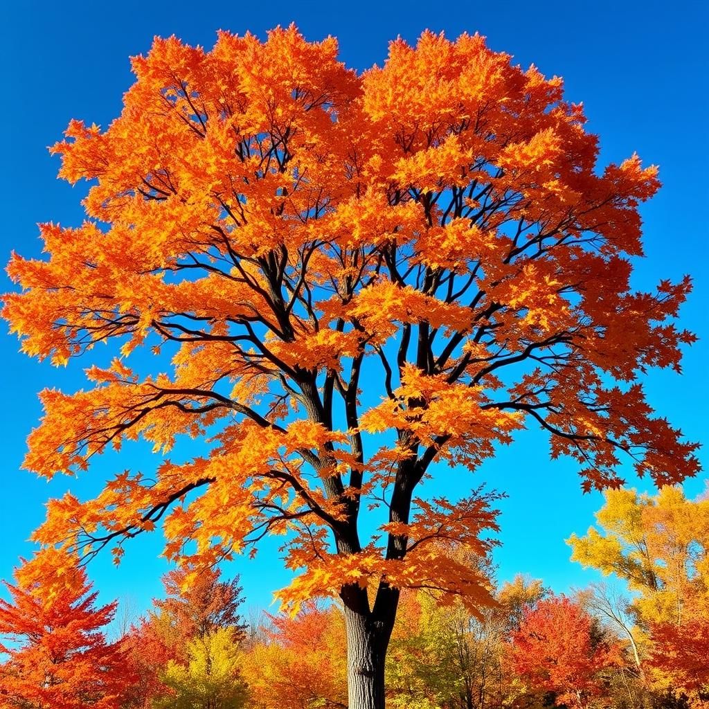 New England Maple Tree in Autumn Colors
