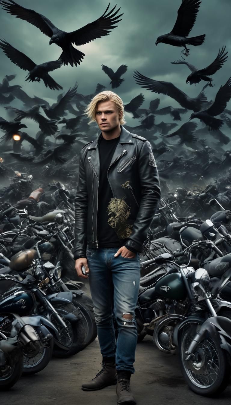 Nordic Berserker Biker Portrait in Dark Fantasy Style