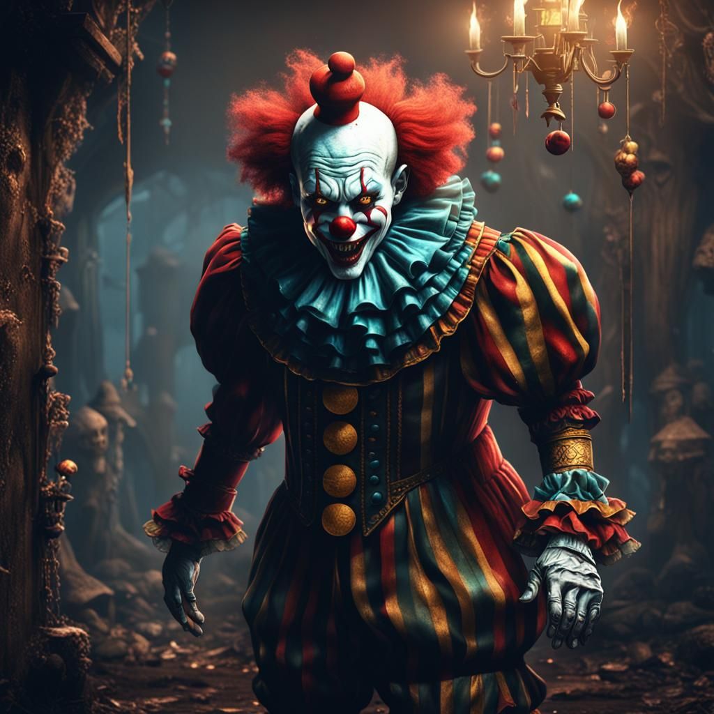 Creepy Clown Fantasy Concept Art in 8K
