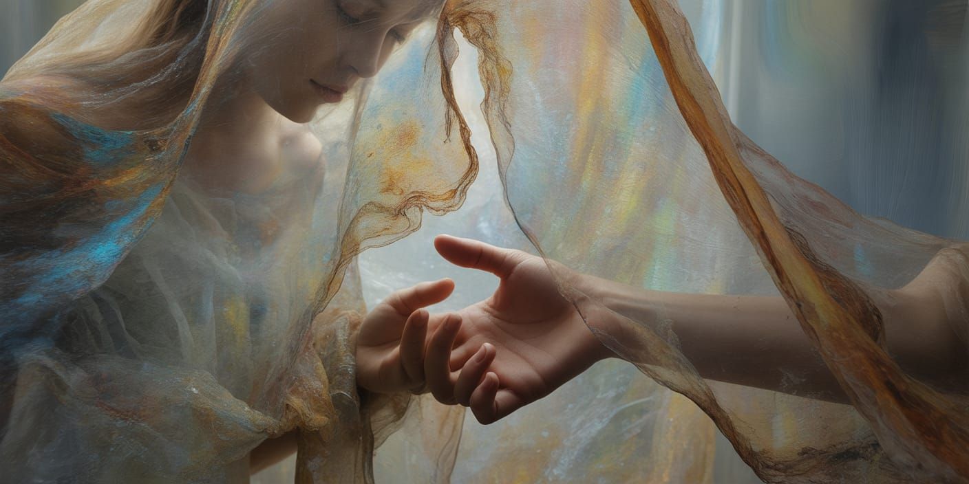 Charred and Rusty Liquified Muslin [lots of descriptive flowing words] and Holding Hands