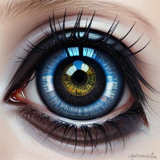Stunning Celtic lovely eye iris closeup. Eye is entirely covered with traditional Celtic tattoos.