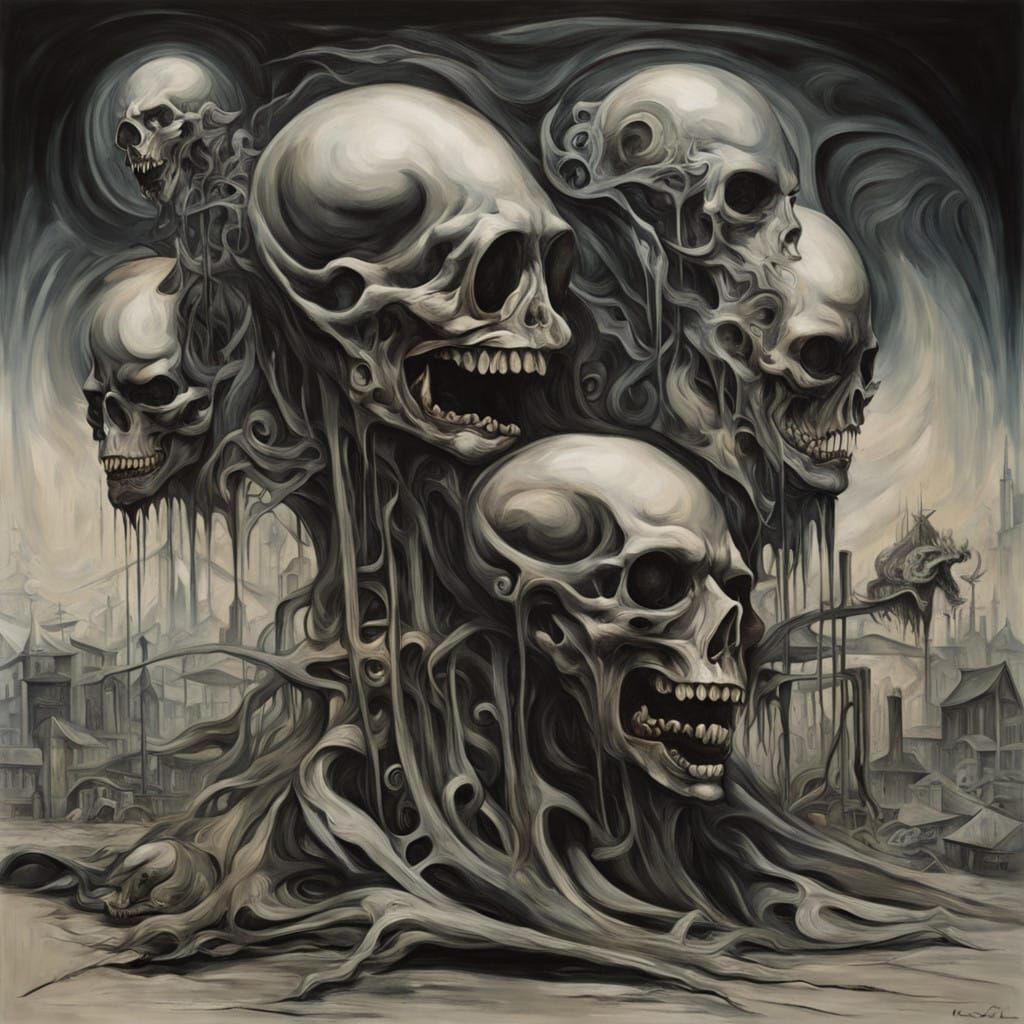 Distorted Surrealist Bodies Merge with Liquid Water Forms in...