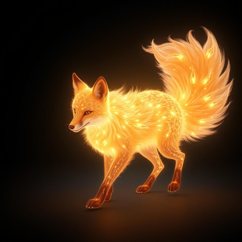 Radiant Light Fox in Ethereal Fantasy Scene