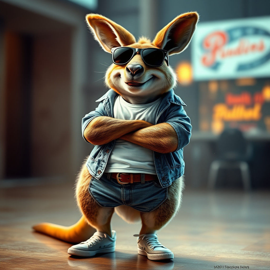 Confident Kangaroo Posing with Charm in 3D Rendered Style