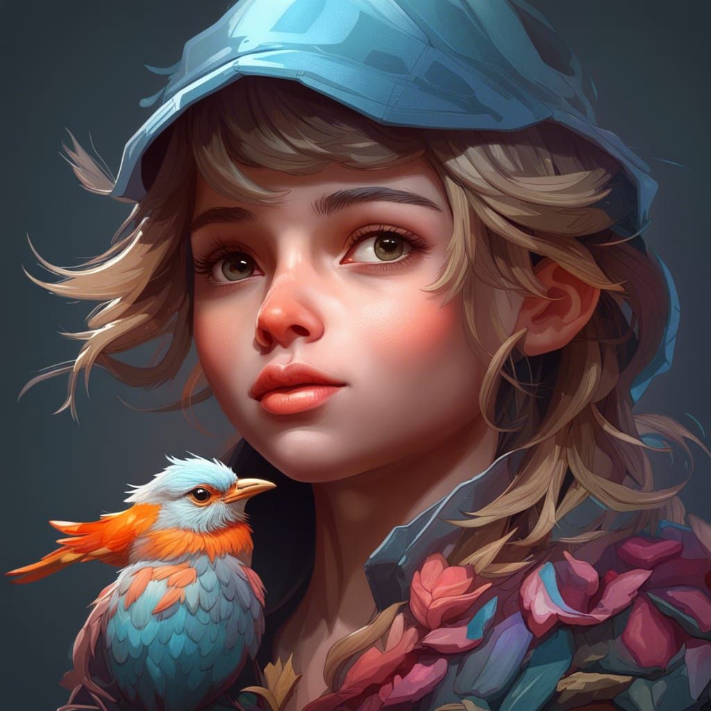 Detailed Portrait of a Cute Bird