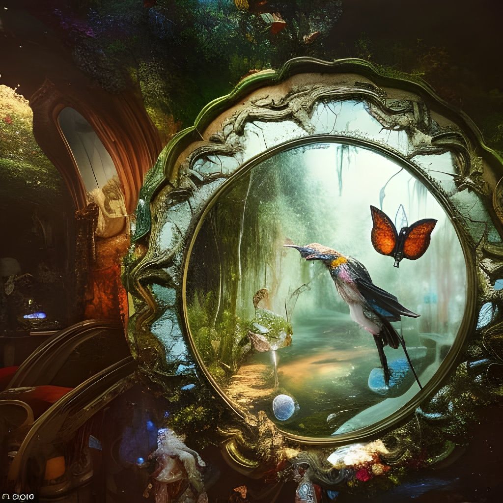 Magic Fairies Valley in Antique Mirror