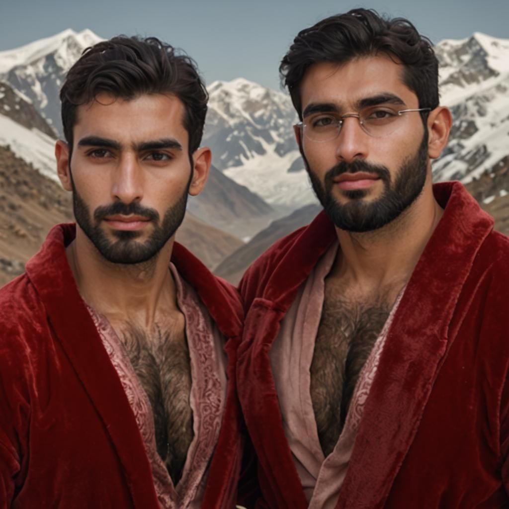 Handsome Men in Velvet Robes as Impasto Oil Painting